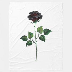 Schwarze Rosenblüte Fleecedecke