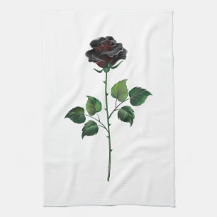 Schwarze Rosenblüte Geschirrtuch