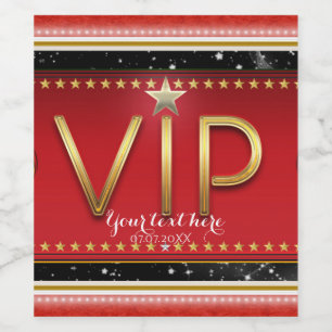 Schwarze Rot Gold & Silber Glam VIP Party Wein Eti Weinetikett