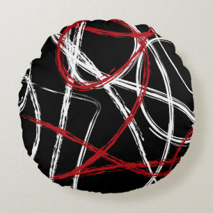 SCHWARZE ROT-SPIRALE rundes Wurfs-Kissen Kissen