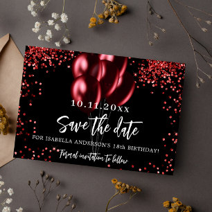 Schwarze rote Ballons Konfetti Geburtstagsfeier Save The Date