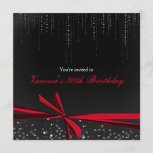 Schwarze rote Band-Bogen-Kristall-Party Einladung