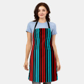Schwarze rote blaue Streifenmuster Schürze (Getragen)