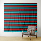 Schwarze rote blaue Streifenmuster Wandteppich (Beispiel (Horizontal))