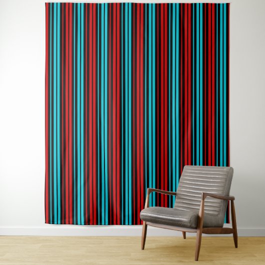 Schwarze rote blaue Streifenmuster Wandteppich (Beispiel)