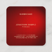 Schwarze rote Damaskus Gold Text Chic Rounded Vorl Quadratische Visitenkarte (Rückseite)
