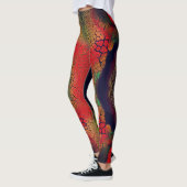 SCHWARZE, ROTE FEUERSCHNITTSKALEN LEGGINGS (Links)