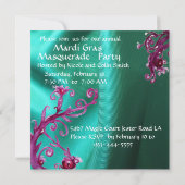 SCHWARZE ROTE FUCHSIA JESTER MASK ,Party Masquerad Einladung (Rückseite)