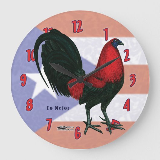 Schwarze rote Gallo-Uhr Große Wanduhr (Vorderseite)