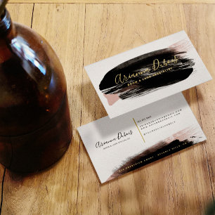 Schwarze Röte Gold Aquarell-Spritzer Kalligrafie Visitenkarte