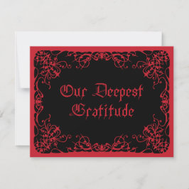 Schwarze rote gotische Hochzeit Dankeskarte