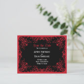 Schwarze Rote Gotische Hochzeit Save The Date (Stehend Vorderseite)