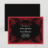 Schwarze Rote Gotische Hochzeit Save The Date (Vorne/Hinten)
