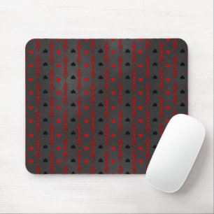 Schwarze rote Herzen Gothic Romantischer Valentins Mousepad