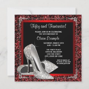 Schwarze rote High Heels Damen Geburtstag Einladung