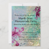 SCHWARZE ROTE JESTER MASK ,Masquerade Party Blau Einladung (Rückseite)