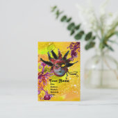 SCHWARZE ROTE JESTER MASK Masquerade Party Gelb Visitenkarte (Stehend Vorderseite)