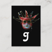 SCHWARZE ROTE JESTER MASK ,Masquerade Party Grau Visitenkarte (Rückseite)