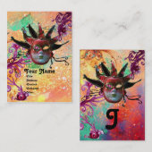 SCHWARZE ROTE JESTER MASK Masquerade Party Rosa Gr Visitenkarte (Vorne/Hinten)