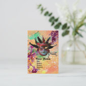 SCHWARZE ROTE JESTER MASK Masquerade Party Rosa Gr Visitenkarte (Stehend Vorderseite)