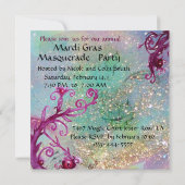 SCHWARZE ROTE JESTER MASK ,Masquerade Partys Champ Einladung (Rückseite)