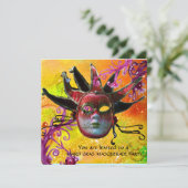 SCHWARZE ROTE JESTER MASK ,Masquerade Partys Champ Einladung (Stehend Vorderseite)