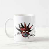 SCHWARZE ROTE JESTER MASK MONOGRAMM ,Party Kaffeetasse (Links)