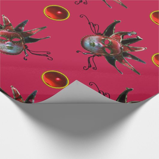 SCHWARZE ROTE JESTER MASK Party Geschenkpapier (Ecke)