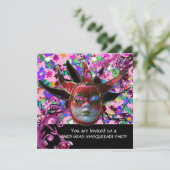 SCHWARZE ROTE JESTERMASK ,Party-MASCHINE Einladung (Stehend Vorderseite)