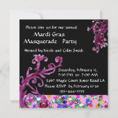 SCHWARZE ROTE JESTERMASK ,Party-MASCHINE Einladung (Rückseite)