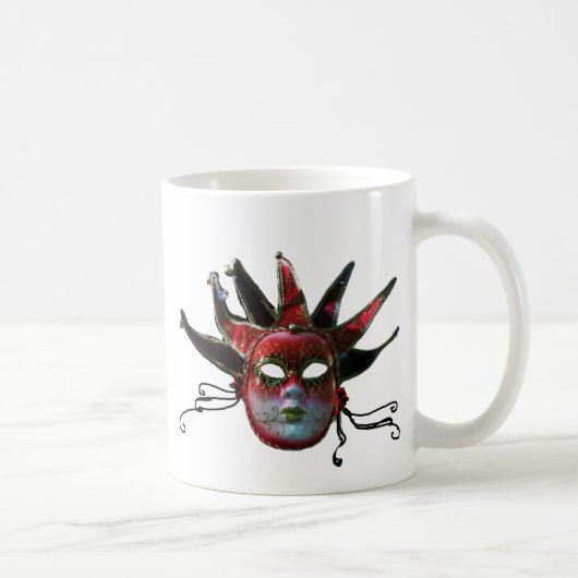 SCHWARZE ROTE JESTERMASK ,Party Masquerade Kaffeetasse (Rechts)