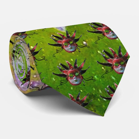 SCHWARZE ROTE JESTERMASK ,Party Masquerade Krawatte (Gerollt)