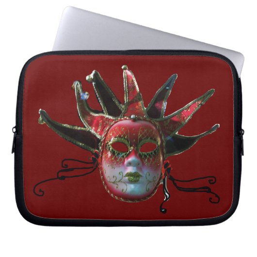SCHWARZE ROTE JESTERMASK ,Party Masquerade Laptopschutzhülle (Vorderseite)