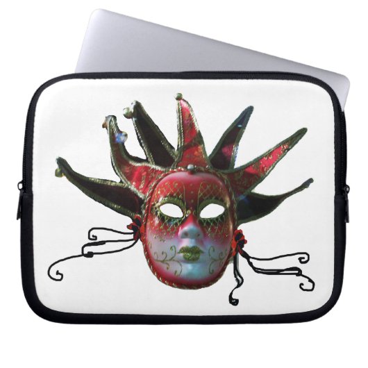 SCHWARZE ROTE JESTERMASK ,Party Masquerade Laptopschutzhülle (Vorderseite)