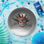 SCHWARZE ROTE JESTERMASK ,Party Masquerade Pappteller (Party)