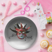 SCHWARZE ROTE JESTERMASK ,Party Masquerade Pappteller (Party)