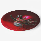 SCHWARZE ROTE JESTERMASK ,Party Masquerade Pappteller (Schrägansicht)