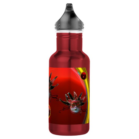 SCHWARZE ROTE JESTERMASK ,Party-Monogramm Masquera Edelstahlflasche (Rechts)