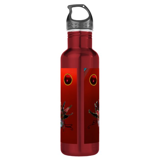 SCHWARZE ROTE JESTERMASK ,Party-Monogramm Masquera Trinkflasche (Rückseite)