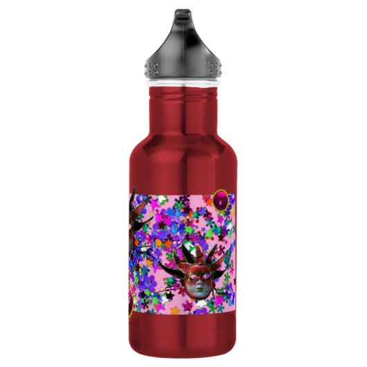 SCHWARZE ROTE JESTERMASK ,Party-Monogramm Masquera Trinkflasche (Rechts)