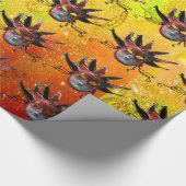 SCHWARZE ROTE JESTERMASKE, Party, grau Geschenkpapier (Ecke)