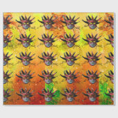 SCHWARZE ROTE JESTERMASKE, Party, grau Geschenkpapier (Flach)