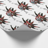 SCHWARZE ROTE JESTERMASKE ,Party-Maskerade Geschenkpapier (Ecke)