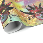 SCHWARZE ROTE JESTERMASKE ,Party-Maskerade Geschenkpapier (Rolleneckpunkt)