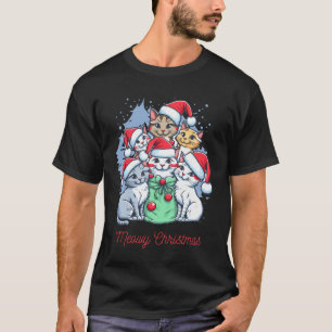 Schwarze Rote Katze Weihnachten Weihnachten T-Shirt