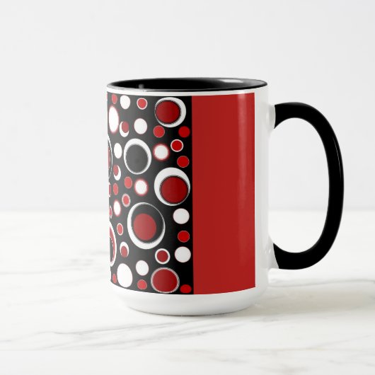Schwarze/rote Kreis-Muster-Tasse Tasse (Rechts)
