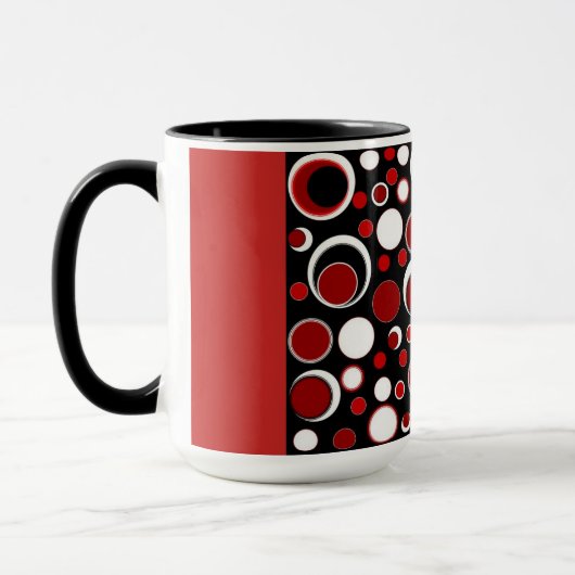 Schwarze/rote Kreis-Muster-Tasse Tasse (Links)
