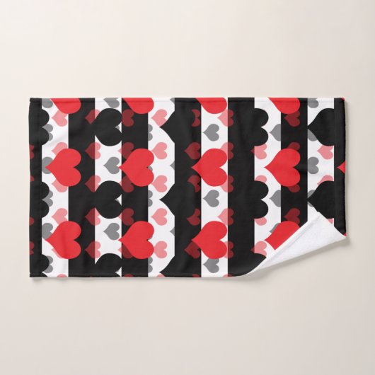 Schwarze rote Liebe mit Schwarz-weißen Streifen Badhandtuch Set (Handtuch)