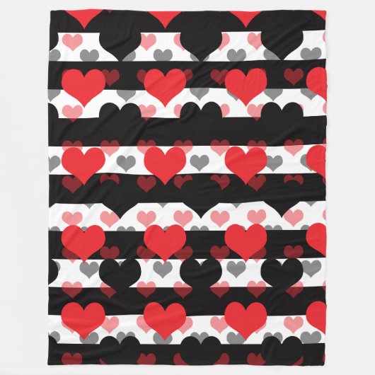 Schwarze rote Liebe mit Schwarz-weißen Streifen Fleecedecke (Vorderseite)