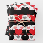 Schwarze rote Liebe mit Schwarz-weißen Streifen Geschenkpapier Set (Beispiel)